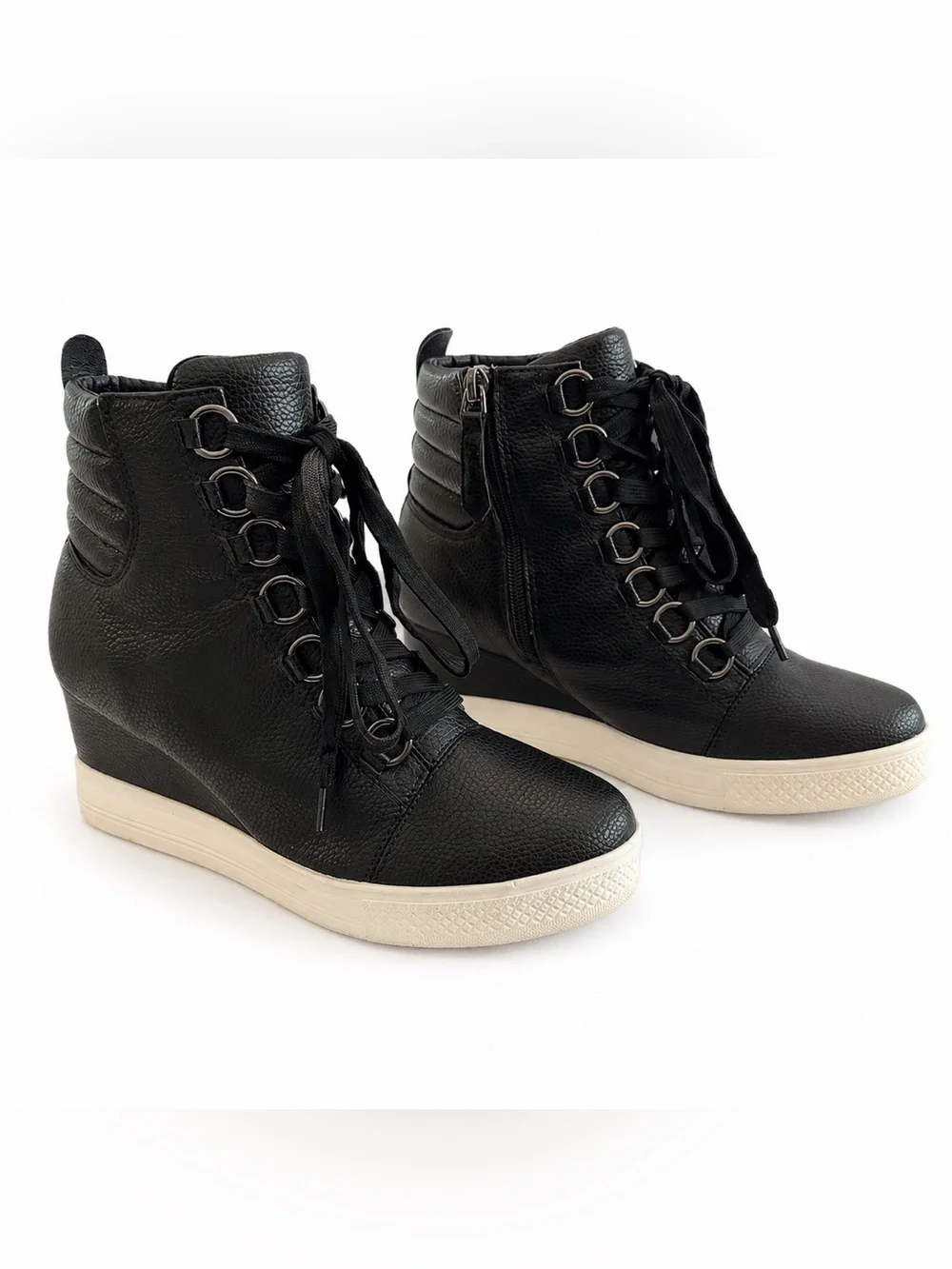 Catherine Malandrino ‘Lorna’ Black Lace Up Wedge Sneaker Boots | Size 7